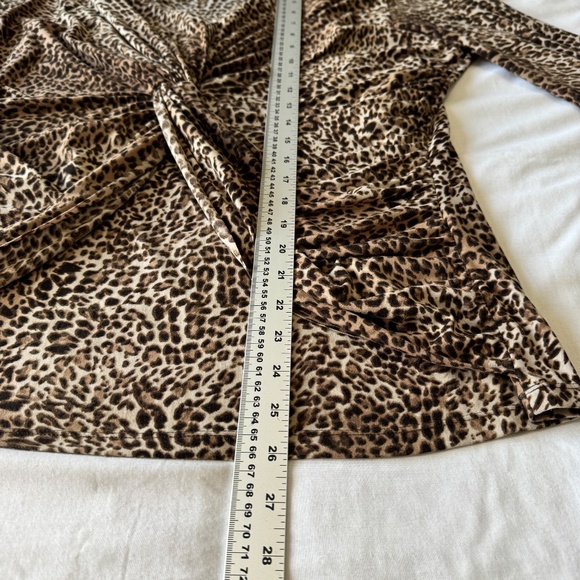 Milano Women's Long Sleeve Pullover Leopard Print‎ Ruched Blouse X-Large Stretch - Picture 12 of 14